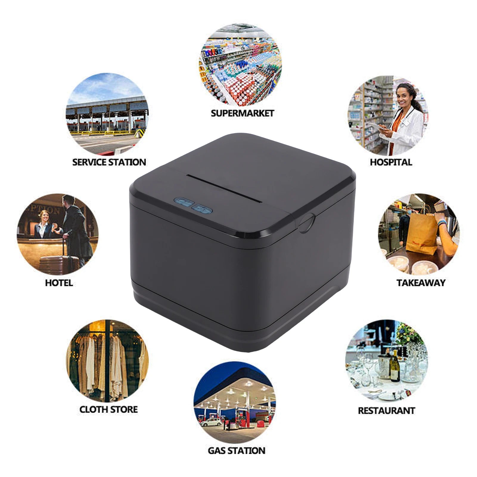 58MM Thermal Receipt Printer Wireless Printing Machine Bluetooth+USB+LAN Interface Compatible with Win Android IOS for Store Zpaxo