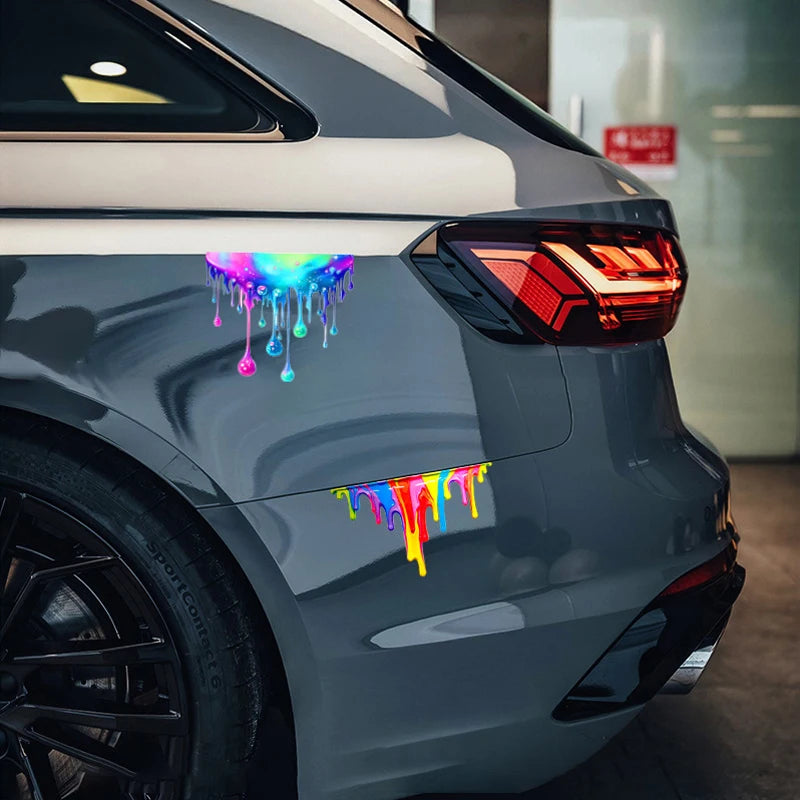 Reflective Vinyl Car Decal – Dopamine Fluid Paint Design