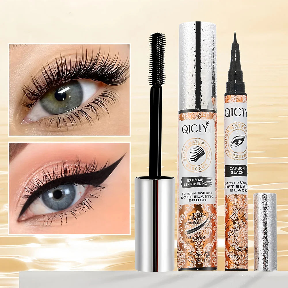 2-in-1 Eye Black+eyeliner Pen Waterproof Sweat Resistant Lasting 24