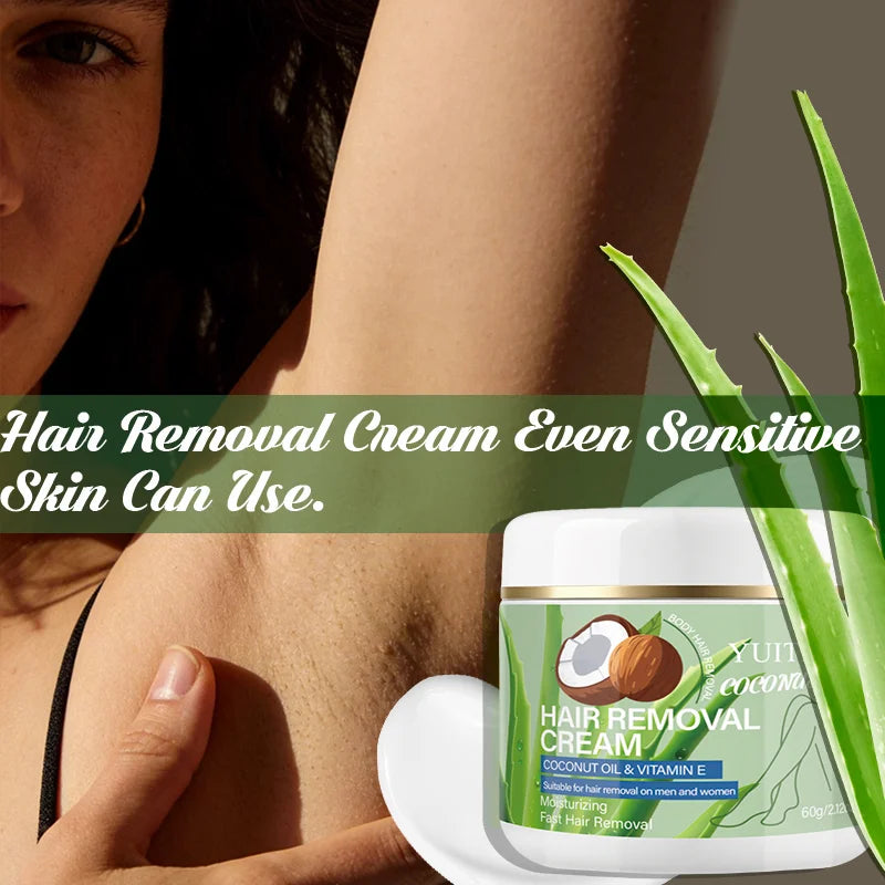 YUITIKUE Gentle Hair Removal Cream – Coconut Oil, 60g Hair Removal Cream Zpaxo