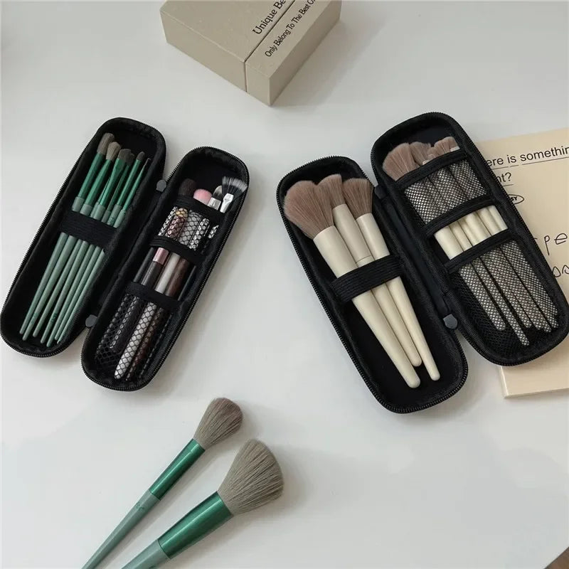 Black Cosmetic Storage Bags Waterproof Double Zipper Makeup Brushes Case Women Bag Portable Travel Brush Holder Pen case Box Zpaxo