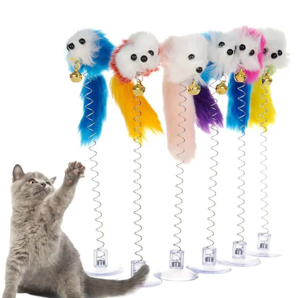 Cartoon Pet Cat Toy Stick Feather Rod Mouse Mini Bell Catcher Teaser