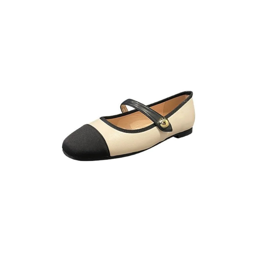 Women Flat Shoes Fashionable Versatile Square Toe French Mary Jane