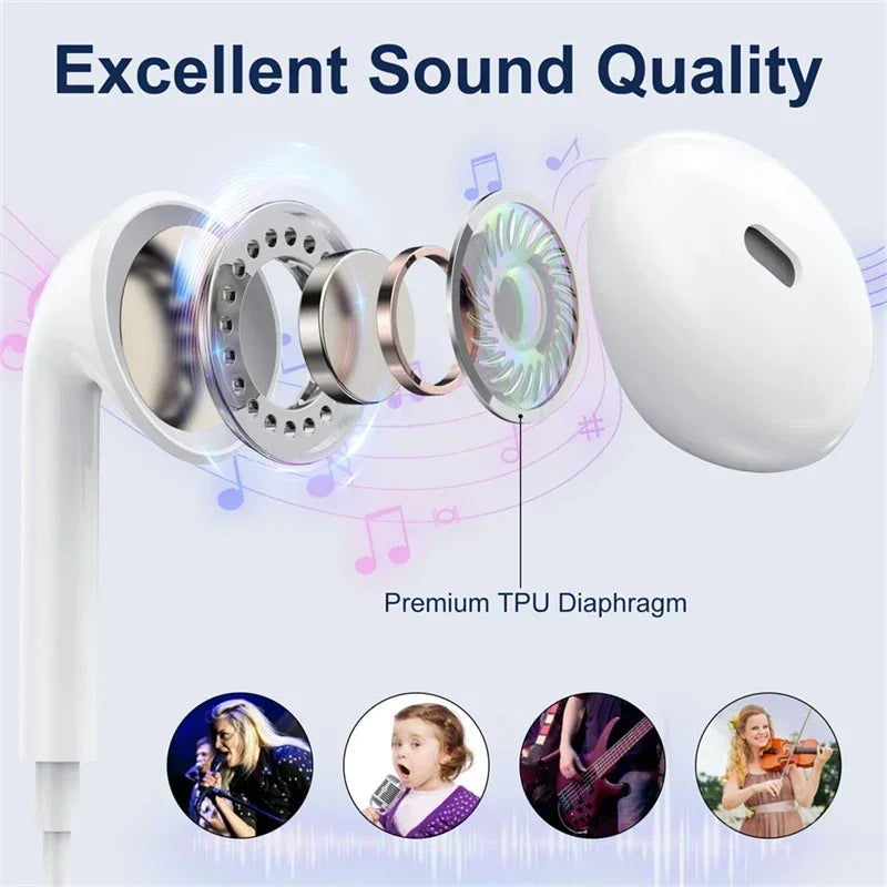 Wired Lightning Earphones Apple Iphone 14 13 12 11 Max Mini X XS XR 7