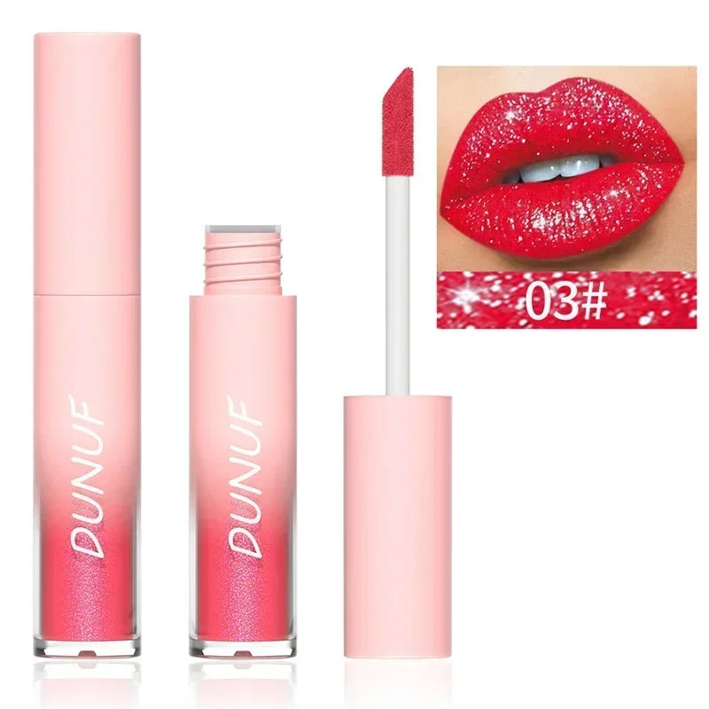 Waterproof Diamond Shimmer Glitter Lip Gloss 18 Colors Matte Glitter Liquid Lipstick Diamond Pearl Colour Lip Gloss Sexy Make Up Zpaxo 03