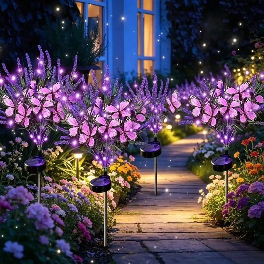 Solar-powered Butterfly Lavender Lamp Outdoor Garden Decorative Light