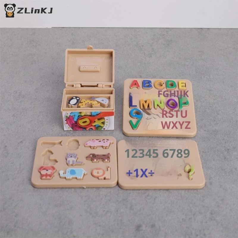 ▶1 Set Miniature Simulation Model Dollhouse Letter Numbers Block Puzzle Sorting Math Bricks Small Ornament Toys For Children Zpaxo
