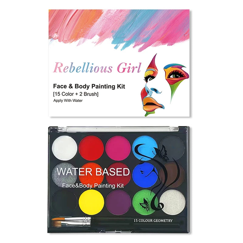 Face Body Painting palette 15 color water soluble Non Toxic facial Paint Cosplay hallowee Drawing waterproof Face Body Art Paint Zpaxo 15 color paint
