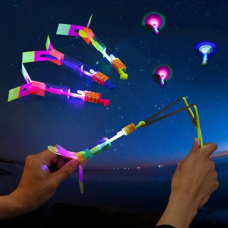 New 50/30/10/5/1Pc Amazing Light Toy Arrow Rocket Helicopter Flying LED Light Toys Party Fun Best Gifts Rubber Band Catapult Zpaxo
