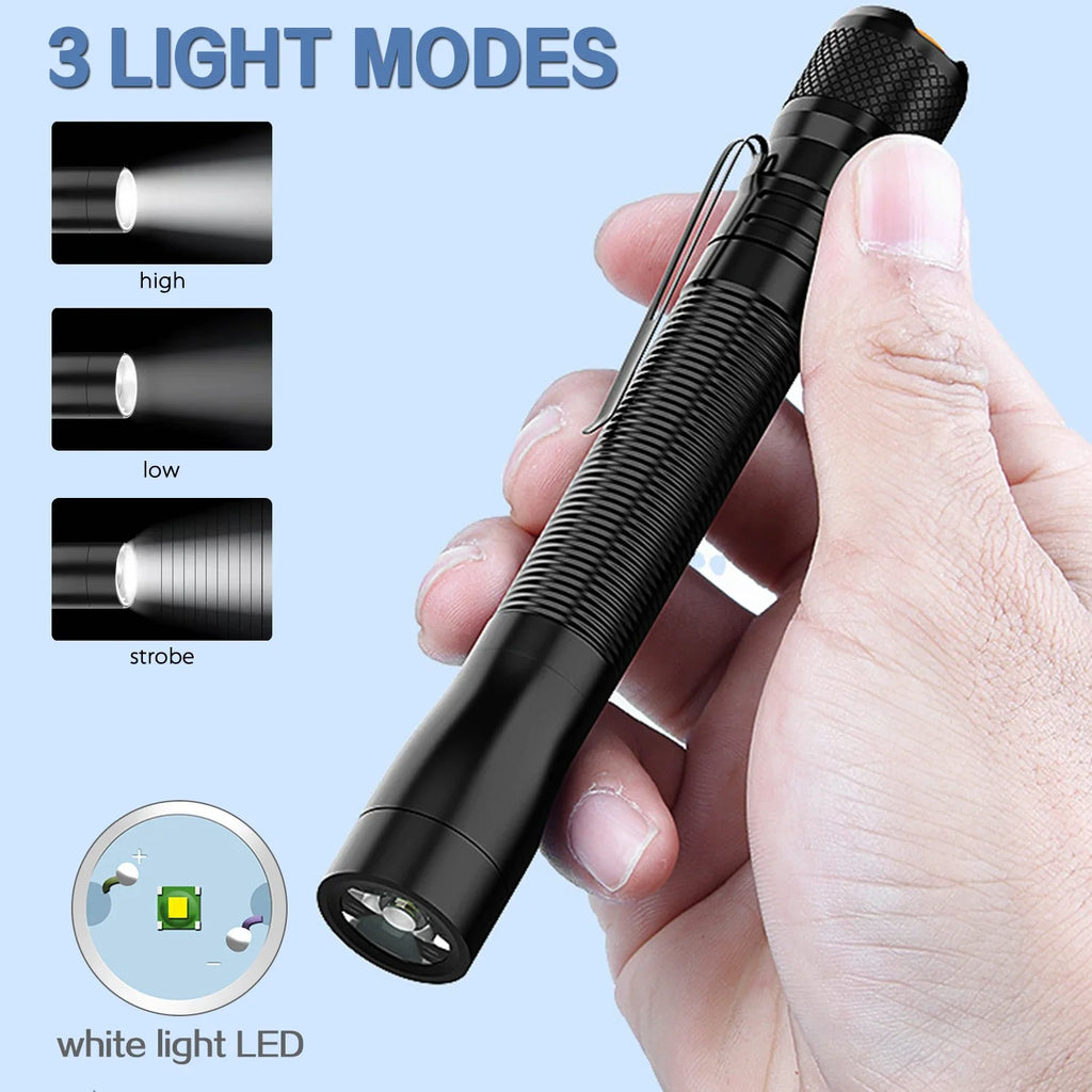 POCKETMAN Mini LED Pen Flashlight – 600LM Waterproof Torch