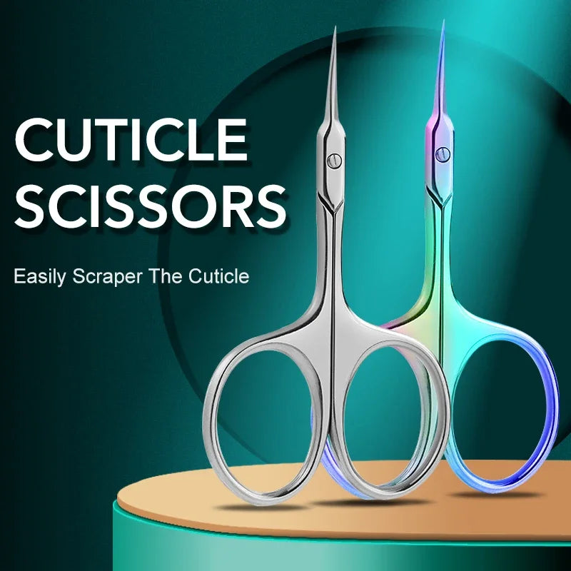 Compact Size Stainless Steel Cuticle Scissors - Curved Blade Nail Manicure Tool for Eyebrow Eyelash Dry Skin Multi-purpose Zpaxo