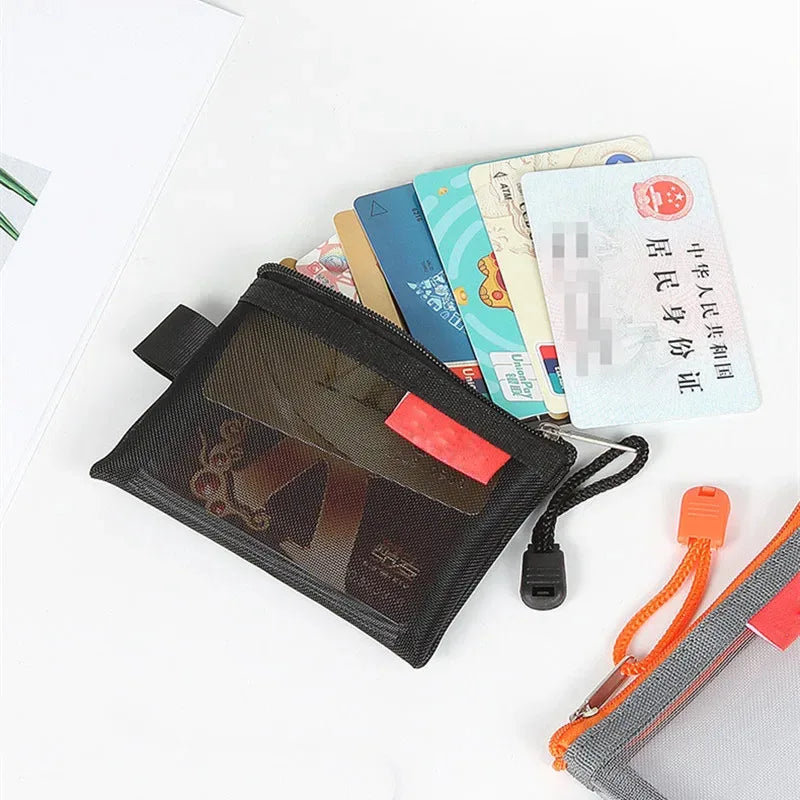 Mesh Nylon Zipper Pouch – Coin Purse & Card Holder (1-2 Pack)
