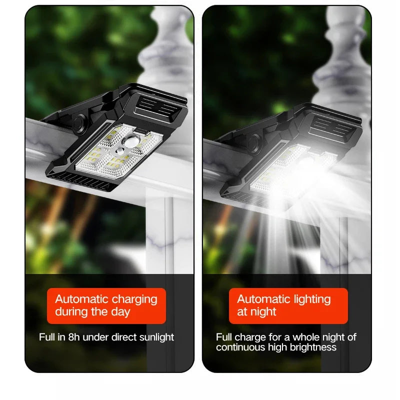 Solar Motion Sensor Clip Light – IP65 Waterproof LED Garden Lamp