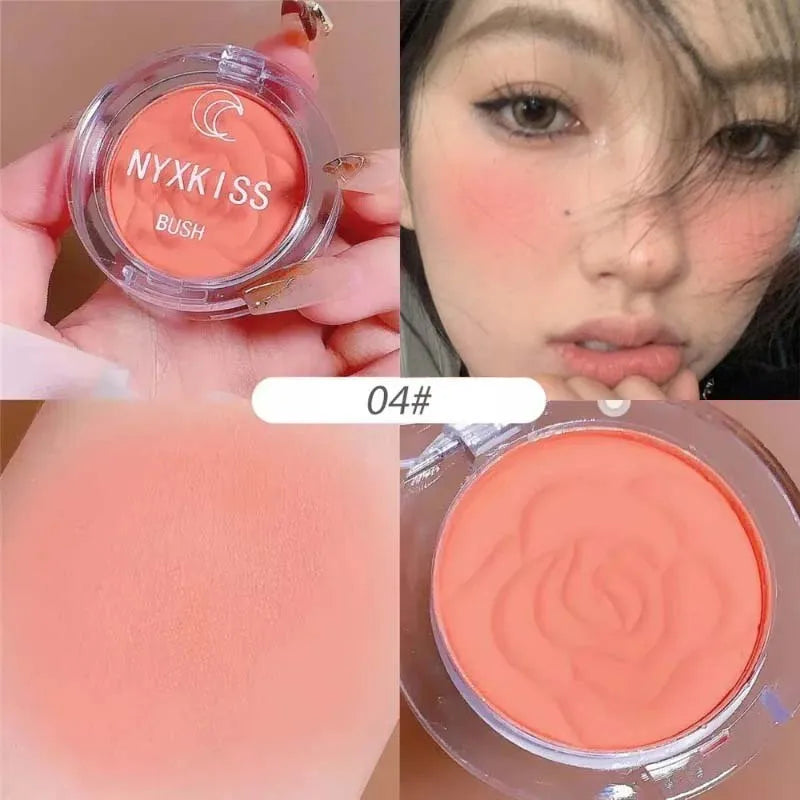 Matte Peach Pink Blush Palette Long-lasting Embossed Petals Orange