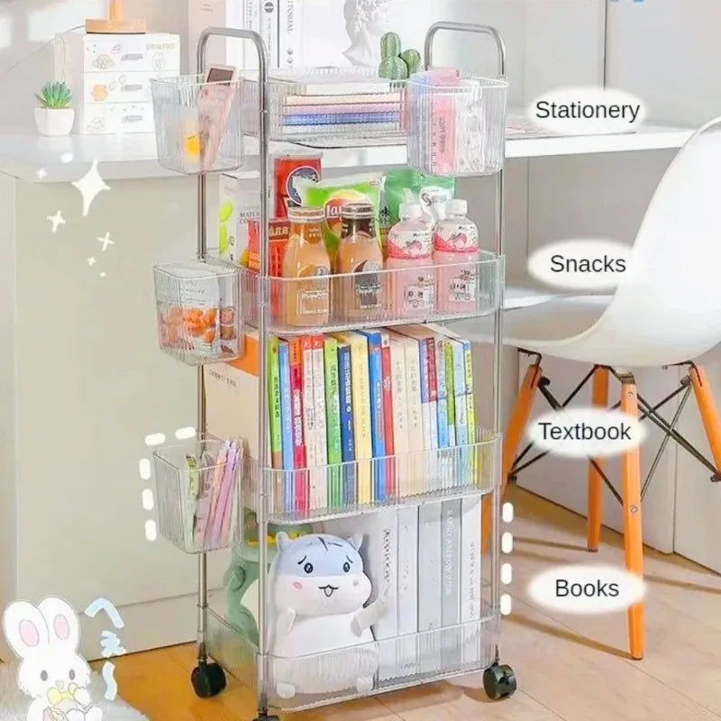 2 3 4 Tiers Mobile Shelf Wheel Multi-layers Storage Rack Home Trolley