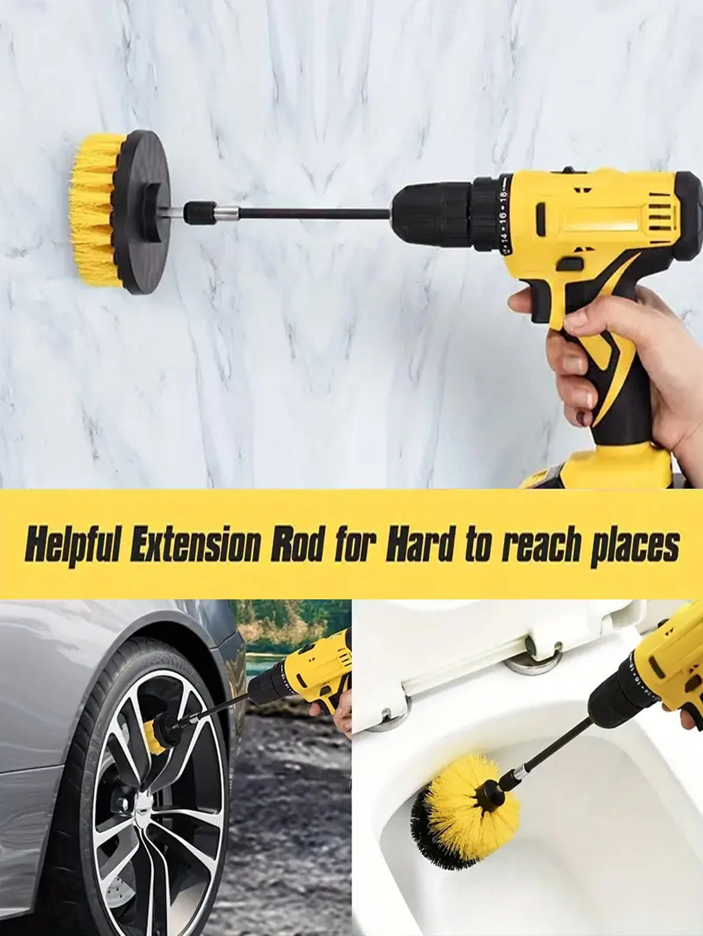 7PCS Car Cleaning Electric Drill Brush Head Set Electric Brush Kitchen Bathroom Cleaning Kits Household Toilet Cleaning Tools Zpaxo