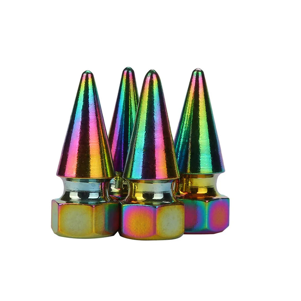 Bullet Spike Tire Valve Caps – 4-Pack Aluminum Alloy, Universal Fit