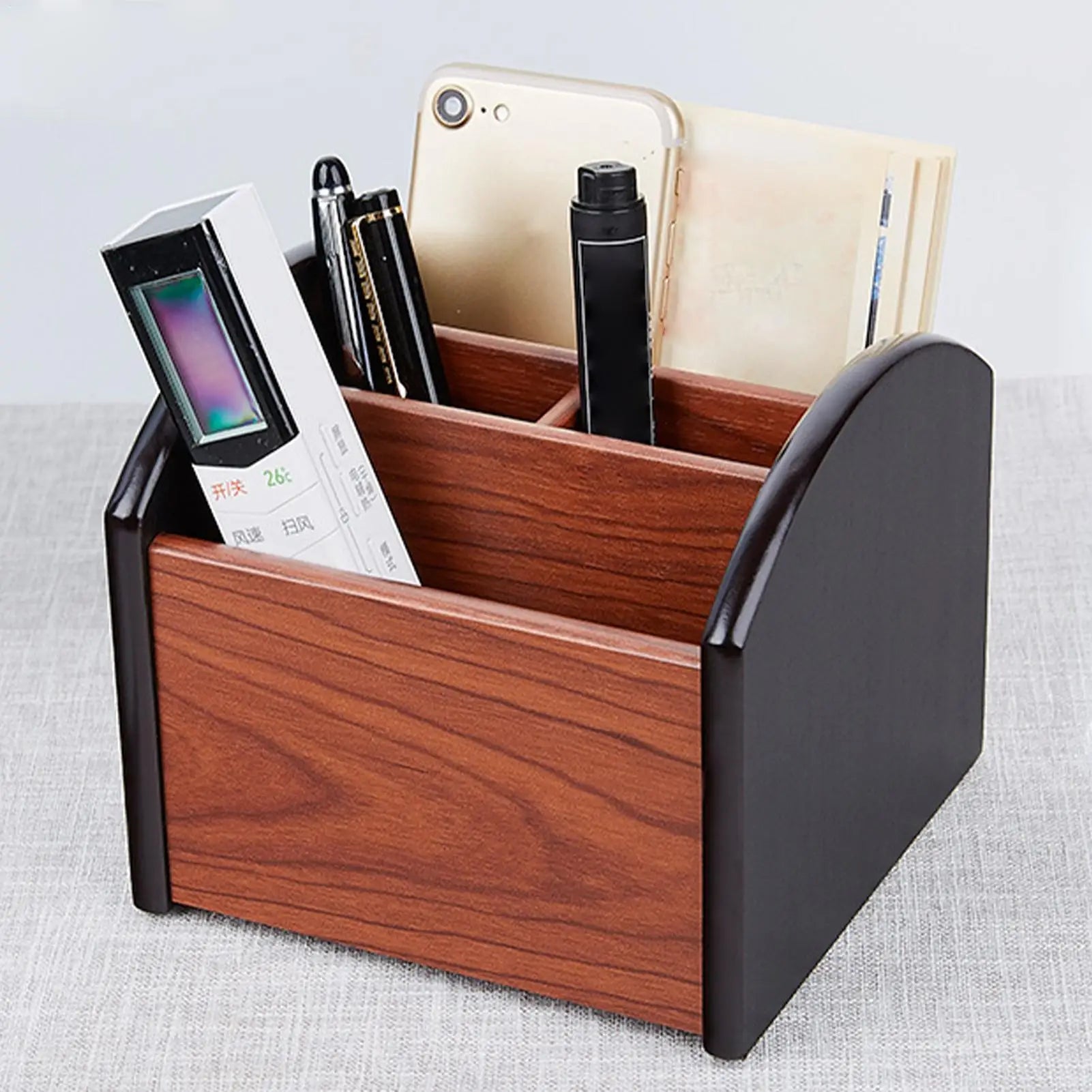 Desktop Organizer Wooden Multi-compartment Storage Pencil Holder