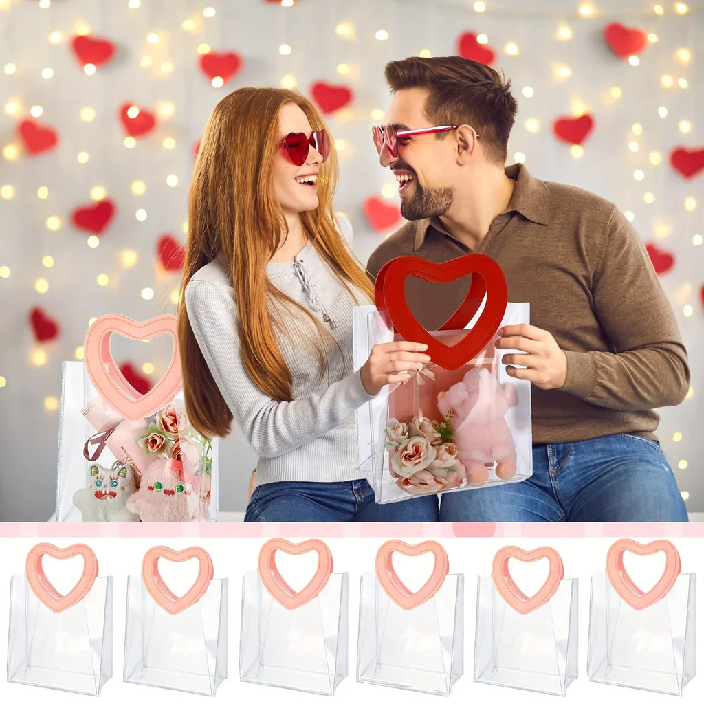 Heart-Shaped Handle Gift Bags | Holiday Tote Bags 6/12/24 Pack