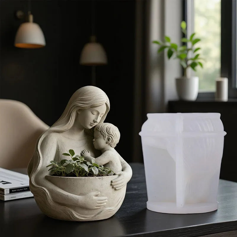 Mother & Child Silicone Mold – DIY Candle, Flower Pot & Gypsum