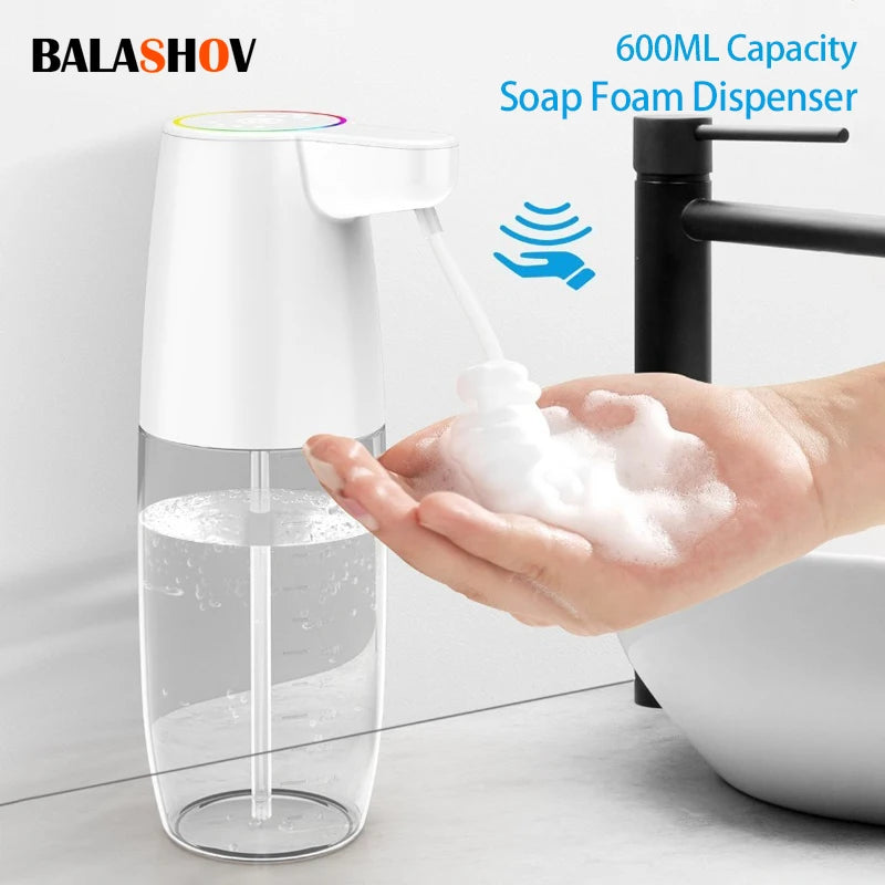 600ML Foam soap dispenser LED light infrared induction Hand washer automatic induction hand sanitizer machine soap dispenser Zpaxo Default Title
