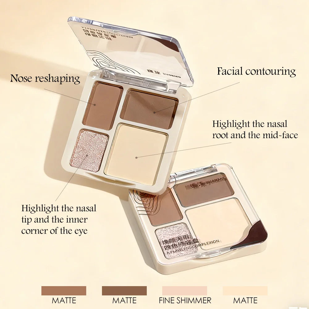 Four-color Highlighter Contour Palette Matte Long-lasting Brightening Zpaxo