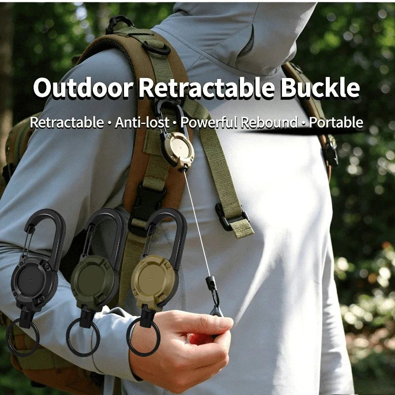 Extendable Retractable Holders KeyChain Carabiner Holder Heavy Duty Clip with Carabiner Key Chain Spring Key Ring Outdoor Tool Zpaxo