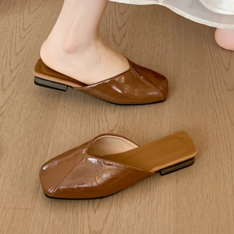 Women's Square Closed Toe Solid Comfortable Slippers 2026 Summer Zpaxo