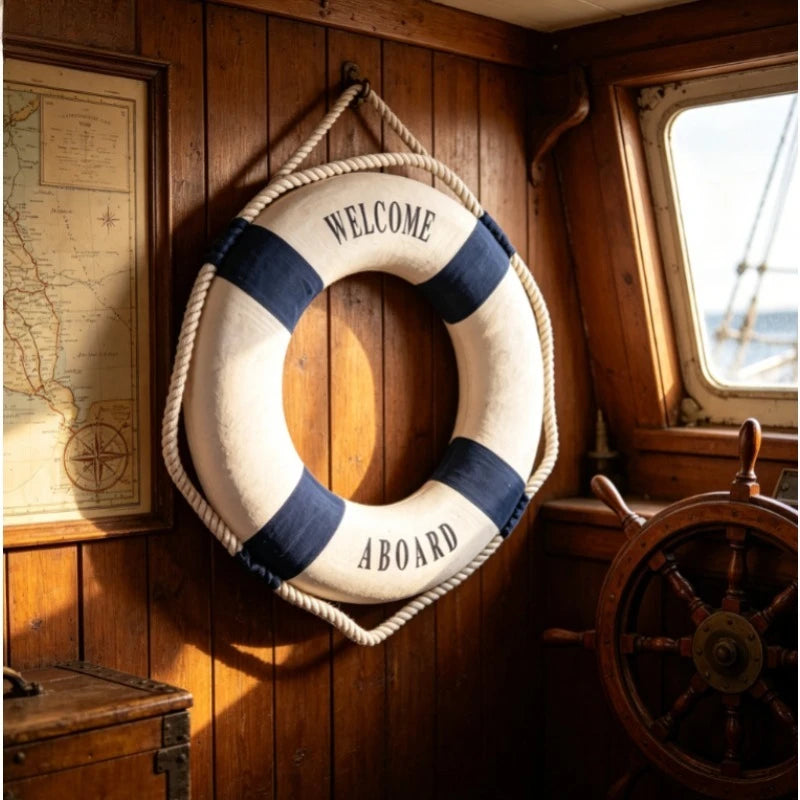 Nautical Red Blue Life Buoy Statue Room Decor Home Scene Desktop