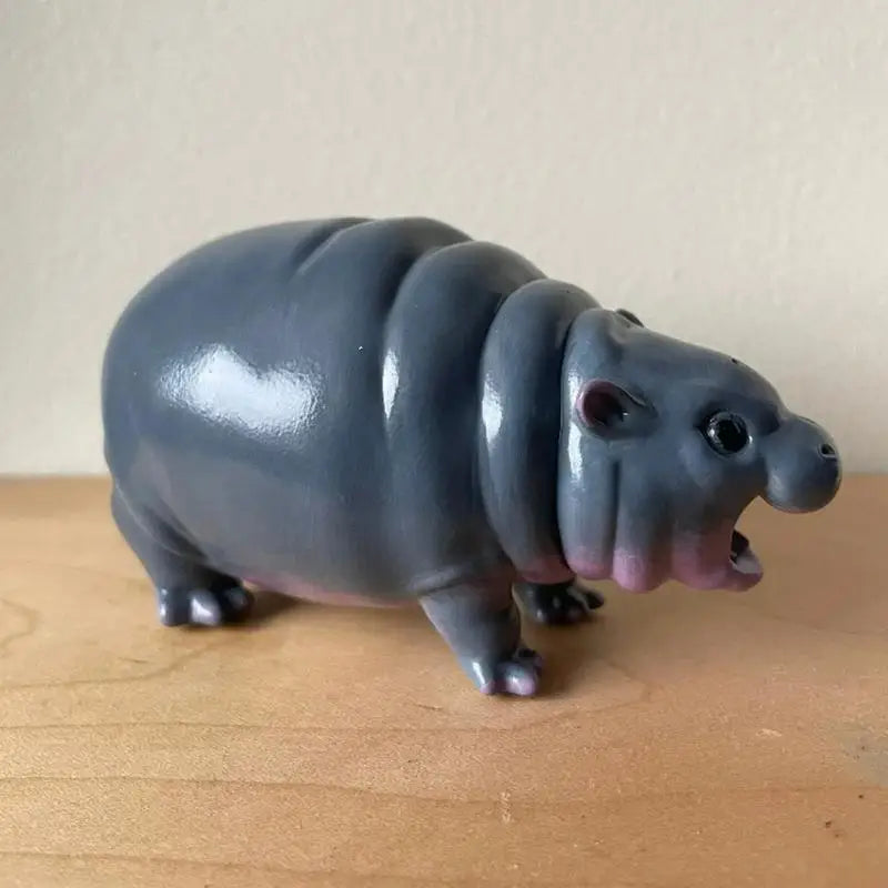 Cute Hippo Resin Figurines | Moo Deng Baby Hippopotamus Sculpture Desk Decoration | Portable Moo Deng Hippo Tabletop Statue Zpaxo