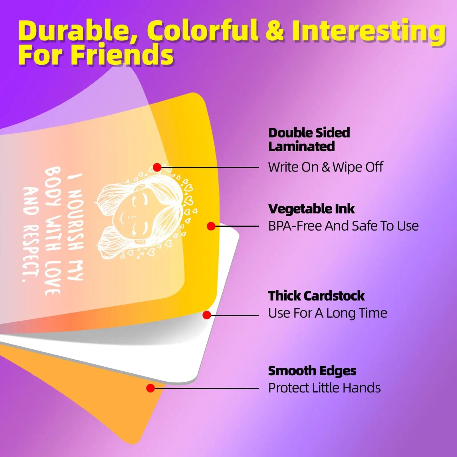 Colored Affirmation Cards Women Self-care Daily Positive Quotes