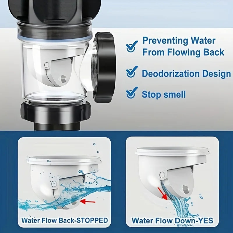 ABS Kitchen Sink Drain Pipe Adjustable P-trap Odor Clog Proof Slip