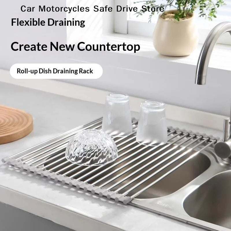 CMRoll Up Dish Drying Rack Flexible Draining Perfect Kitchen Sink