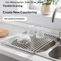 CMRoll Up Dish Drying Rack Flexible Draining Perfect Kitchen Sink