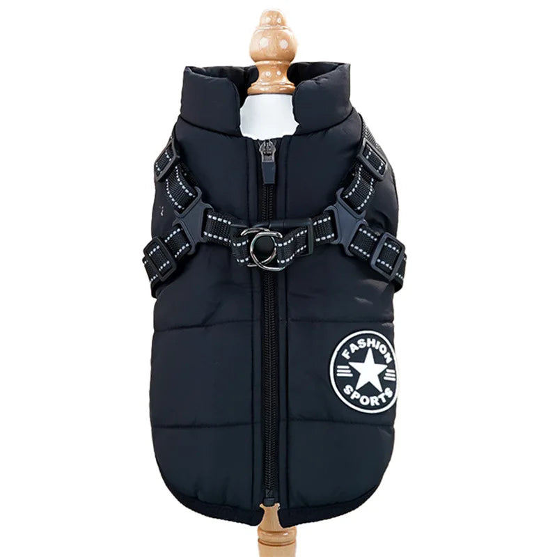 Pet Clothes for Cats Dogs Cold-protect Waterproof Thickened Warm Dog Cat Cotton Coat Auntumn Winter Chest Back Cotton Vest Zpaxo Black S