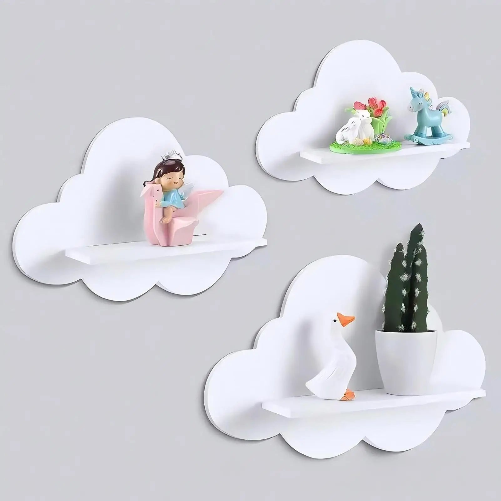 3pcs Cute Floating Shelves Cloud Shaped Bookshelf Cloud-Shaped Modern Wall Shelves For Kid's Room Nursery Kitchen Workplace Zpaxo Default Title