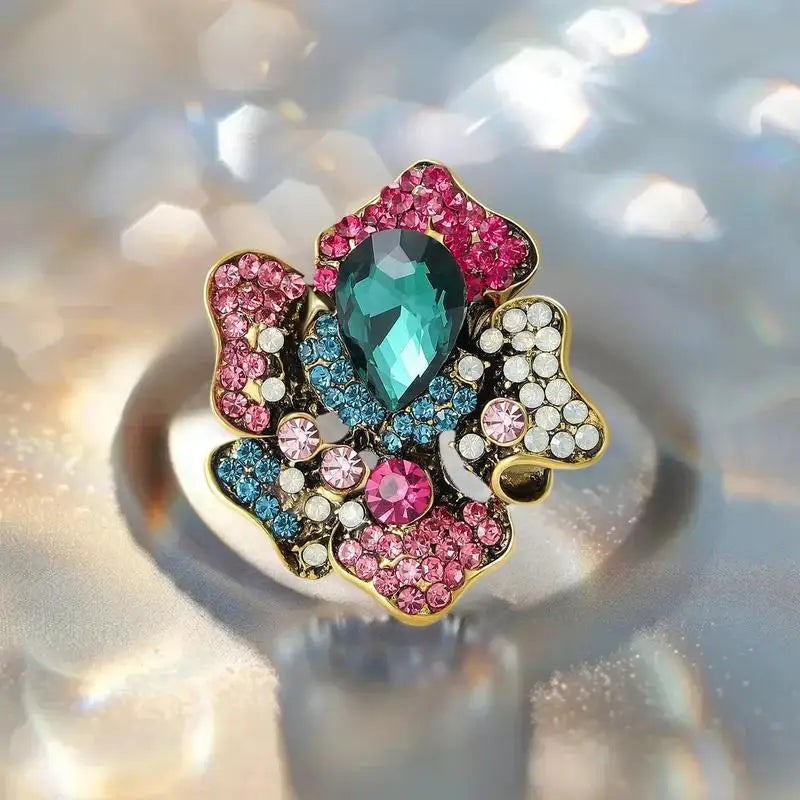 Fashion Rhinestone Plant Flower Brooches Women Clothing Coat Party Zpaxo