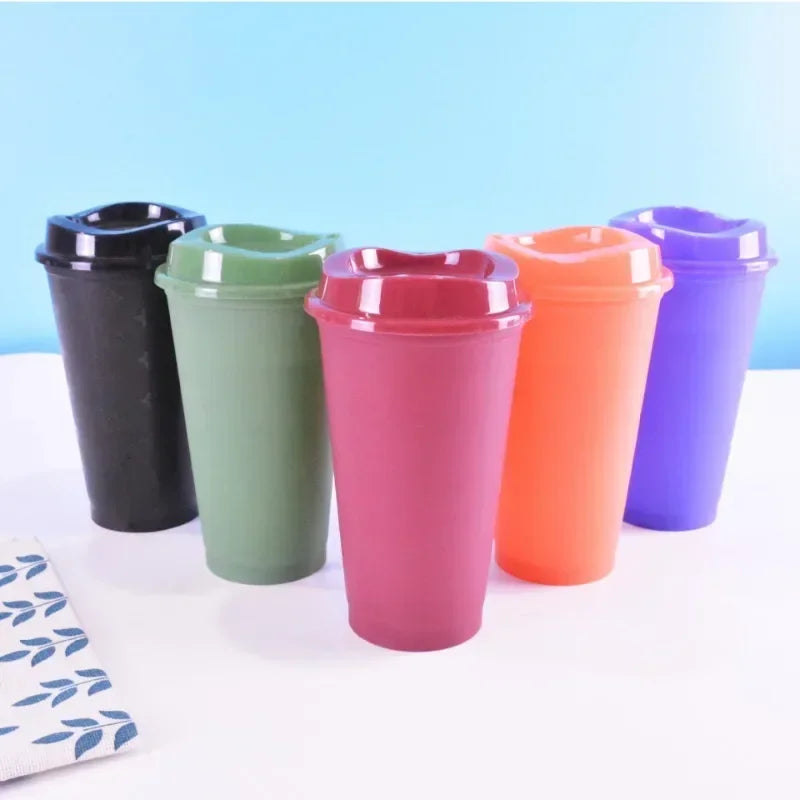 475ML Large Capacity Plastic Straw Cup for Birthday Parties Coffee Drinking Reusable Macaron Colored Straw Cup Takeaway New Zpaxo