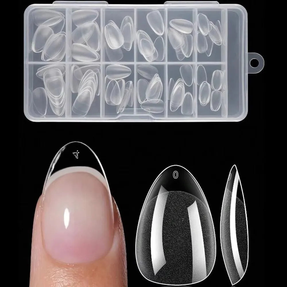 120 Short Square Nail Tips Half Matte Almond Shape False Nails Zpaxo