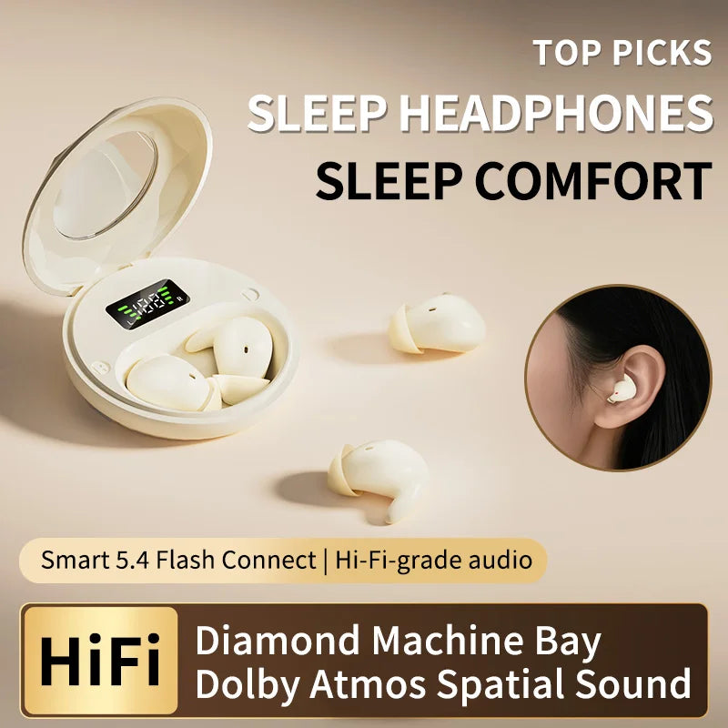 Sleep Wireless Earphone TWS Bluetooth 5 4 Headphones Hidden Earbuds Zpaxo