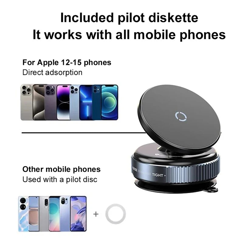 Vacuum Magnetic Suction Cup Car Phone Holder 360 Rotation Navigation