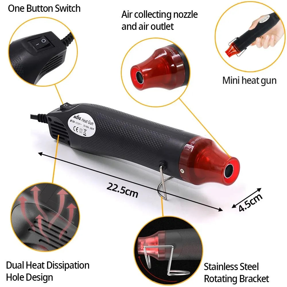 Handheld 110V/220V Hot Air Gun DIY Electric Heat Tool Mini Temperature Blower with Retractable Stand US Zpaxo