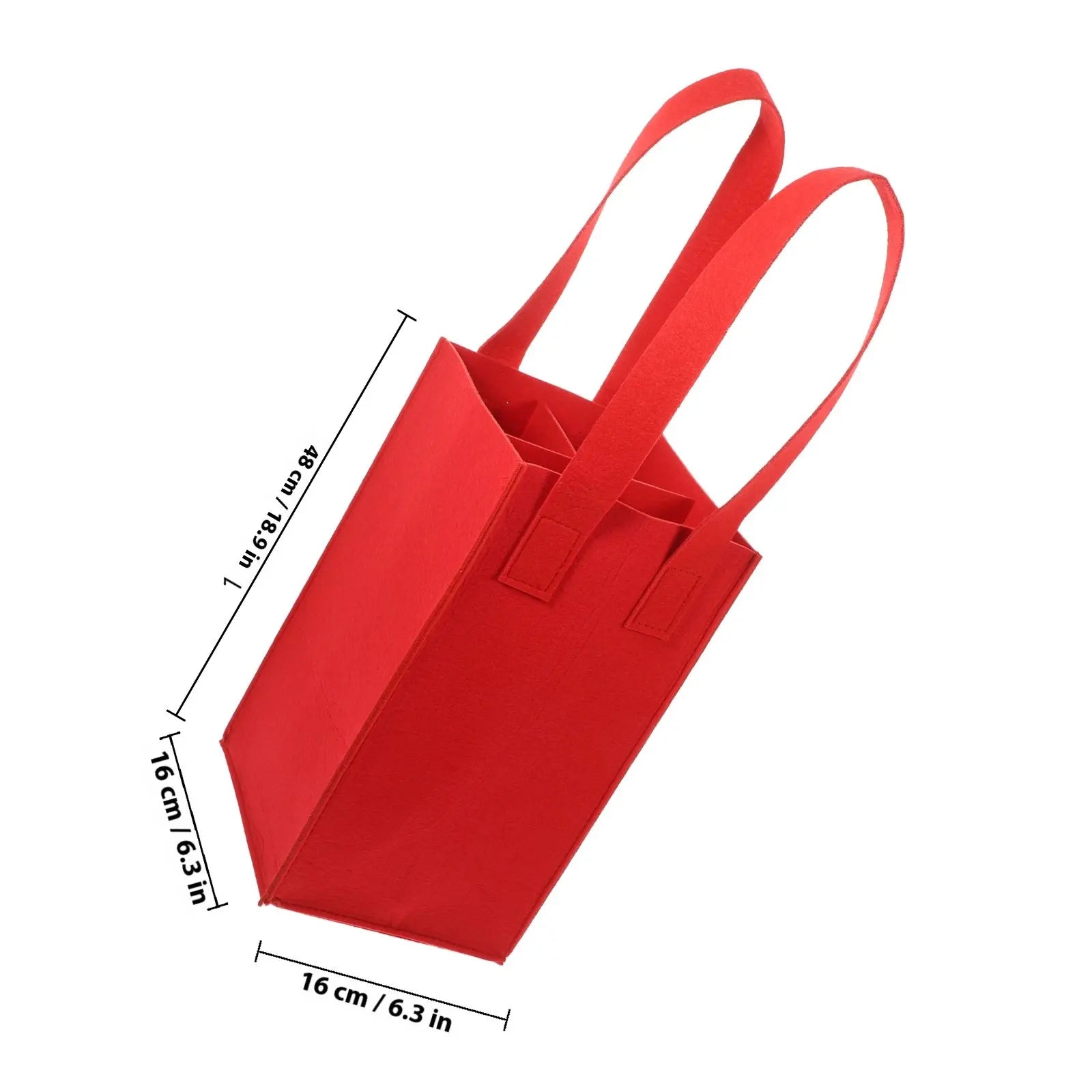 Red Wine Bag Felt Bottle Carrier Holds 4 Bottles Reusable Portable
