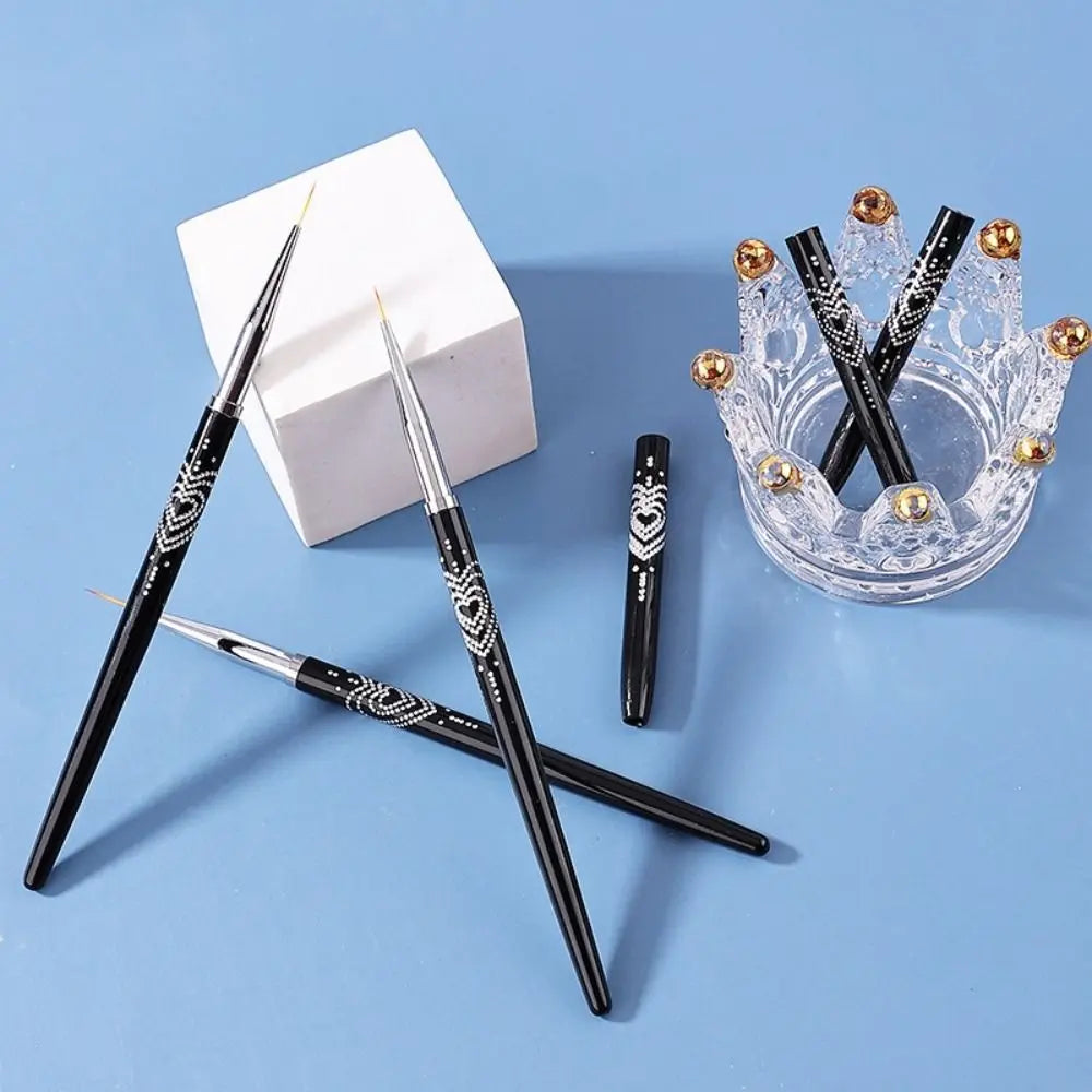 Metal Handle Nail Eyeliner Brushes 7mm/9mm/11mm Thin Design UV Gel Painting Brush Black Color Nail Art Design Brush Zpaxo