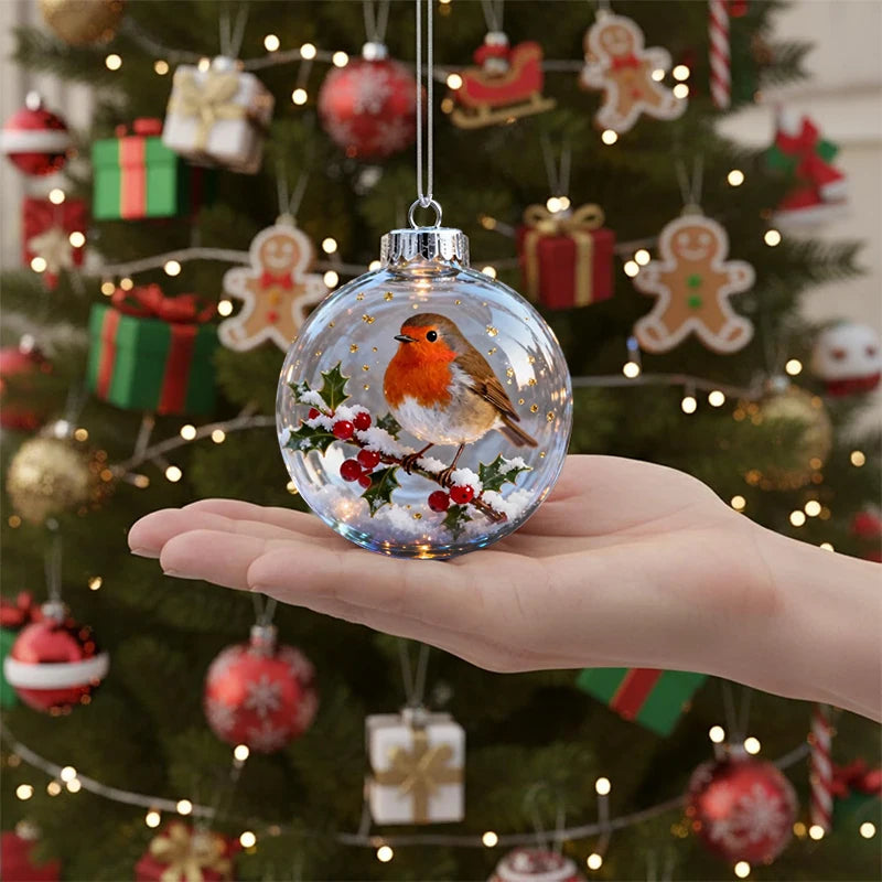Hummingbird Christmas Ball Ornament – 3D Clear Tree Decor Christmas Ornament Zpaxo