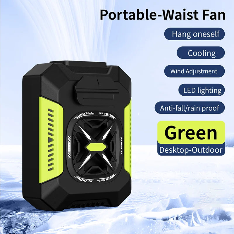 5000Mah Waist Fan Portable Outdoor Clip Powerful Mini Air Cooler USB
