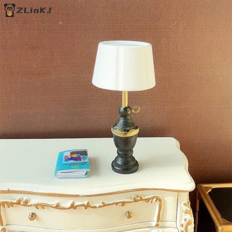 ▶1: 12 Dollhouse Miniature Wooden Lamp Model Ornaments Photography Prop Kids Pretend Play Toys Doll House Mini Decoration Gifts Zpaxo