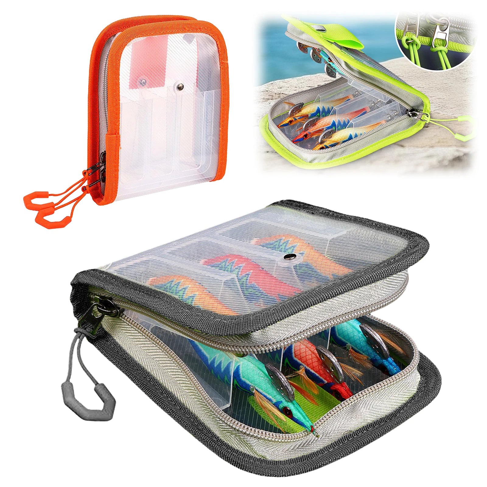 Wooden Shrimp Package Lure Bait Bag 6 Grid Fishing Tackle Waterproof