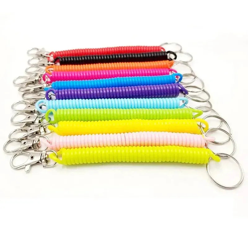 Elastic Spiral Wrist Coil Keychain – Spring Stretch Key Ring