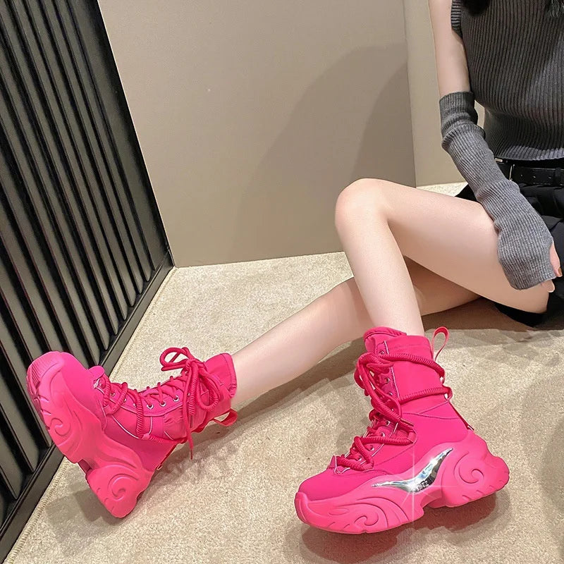 Women Ankle Boots Autumn Chunky Shoes Woman Platform Breathable Zpaxo